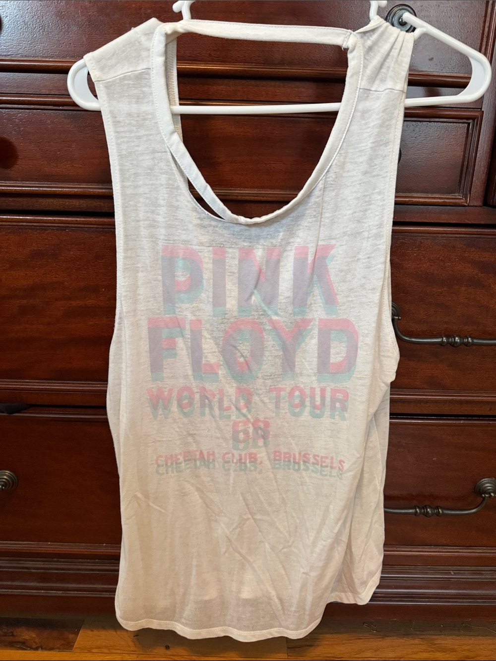 Lucky Brand Cream Tank with Faded Pink & Blue Graphic
